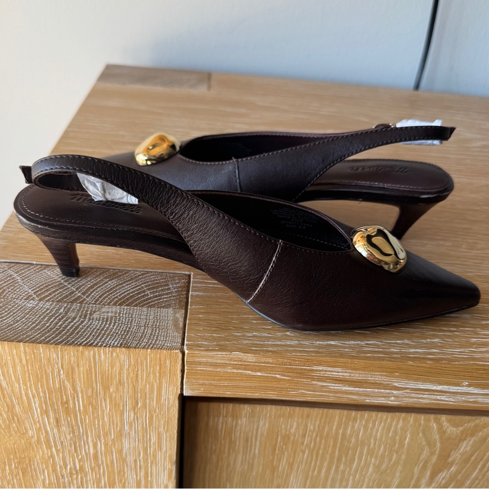 NWOB! MADEWELL The Emilie Slingback Pump Coffee Bean Leather Size 6.5 FLAW🚨 - Picture 7 of 16
